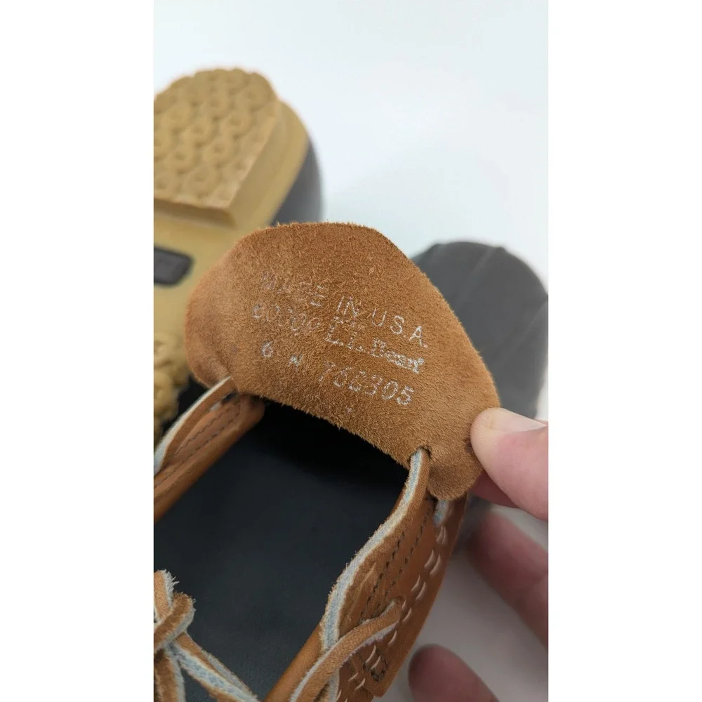LL Bean Rubber Moc Bean Boots Womens 6 M Black Brown Waterproof Made in USA